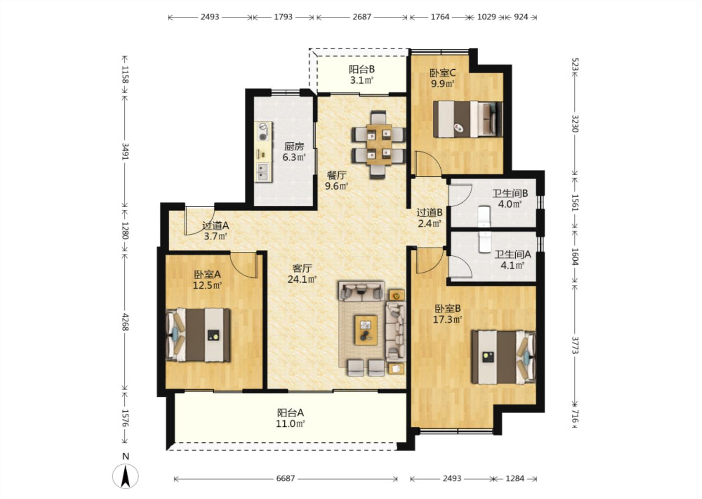 绿城桂语江南 3室2厅2卫 131.64m&sup2;