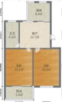 望江楼小区 2室1厅1卫 70m&sup2;