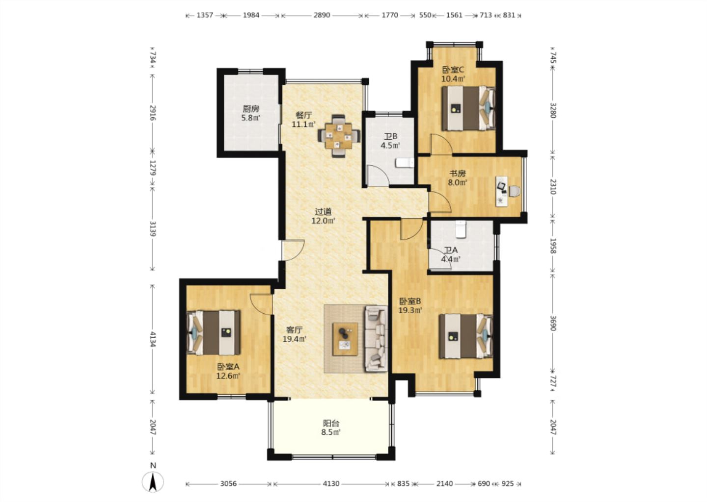 南通1912 3室2厅2卫 142m&sup2;