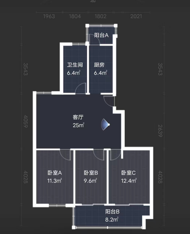 天香苑 2室1厅1卫 80.00m&sup2;