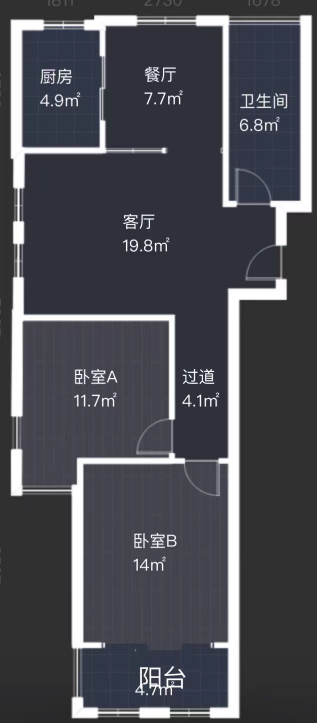 现代生活广场 2室1厅1卫 63m&sup2;