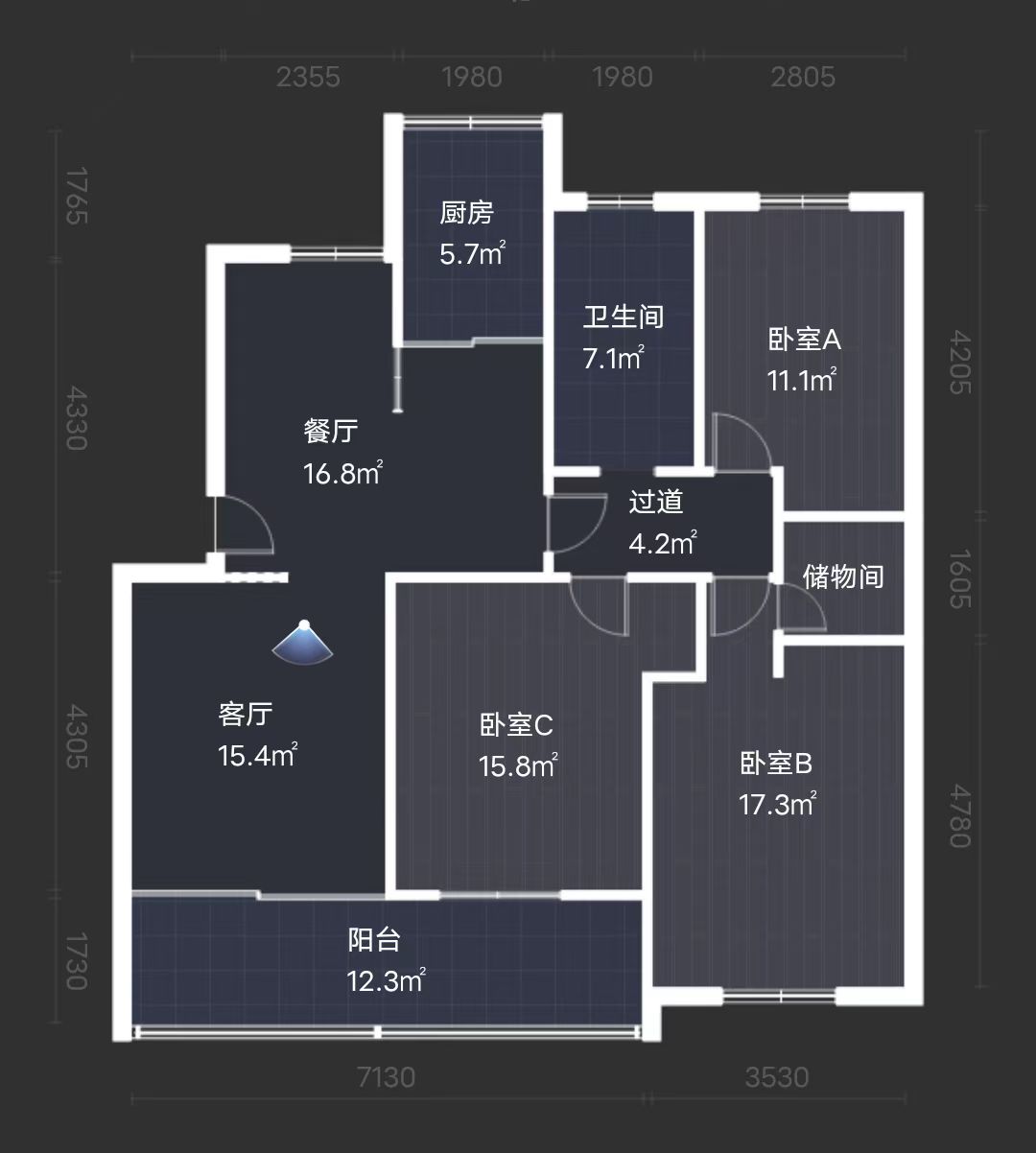 八角亭东一区 3室2厅2卫 126m&sup2;