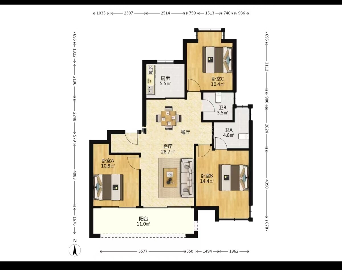 远创宸樾 3室2厅2卫 111.16m&sup2;