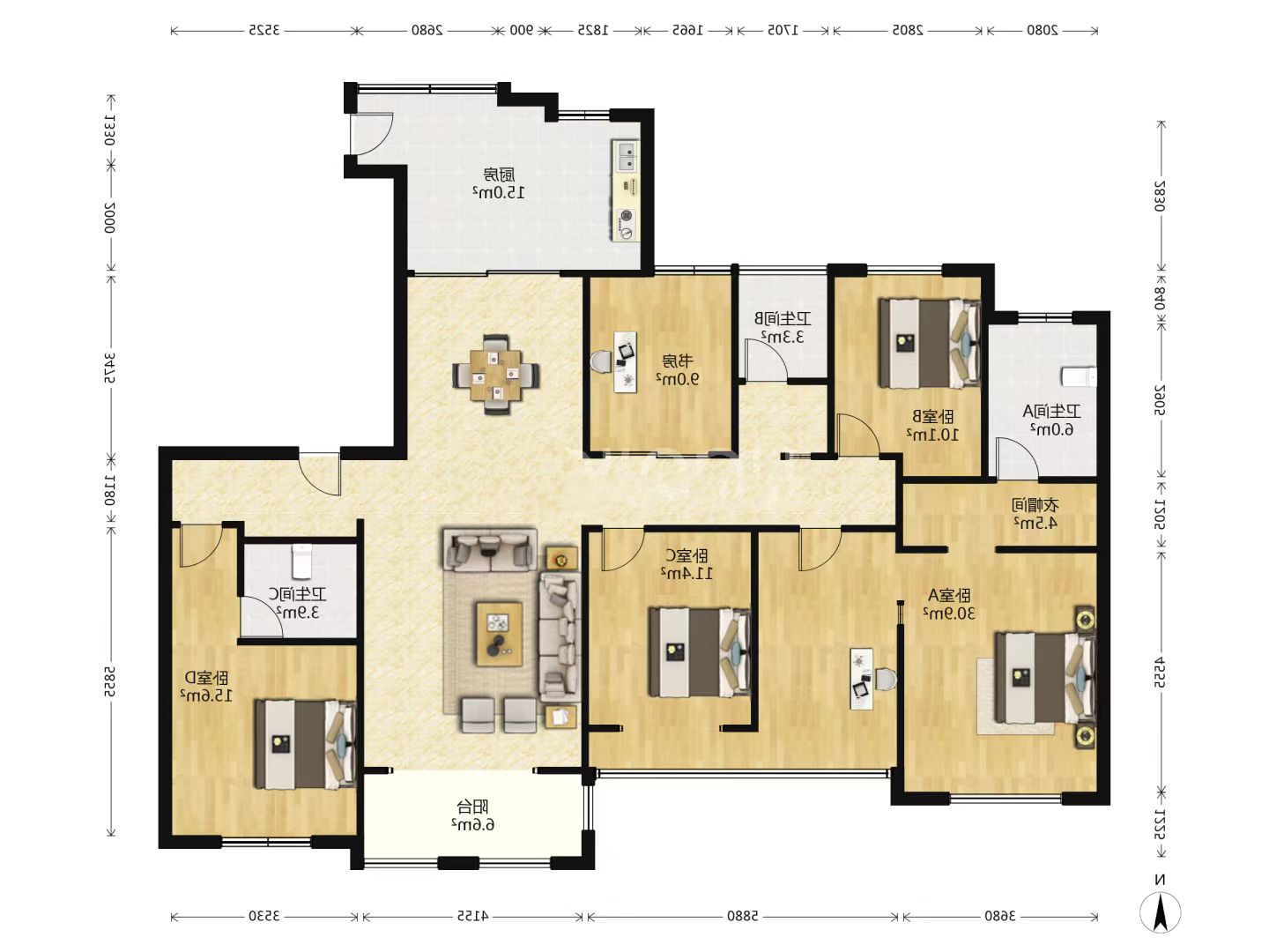 御景華庭 5室2厅2卫 250m&sup2;