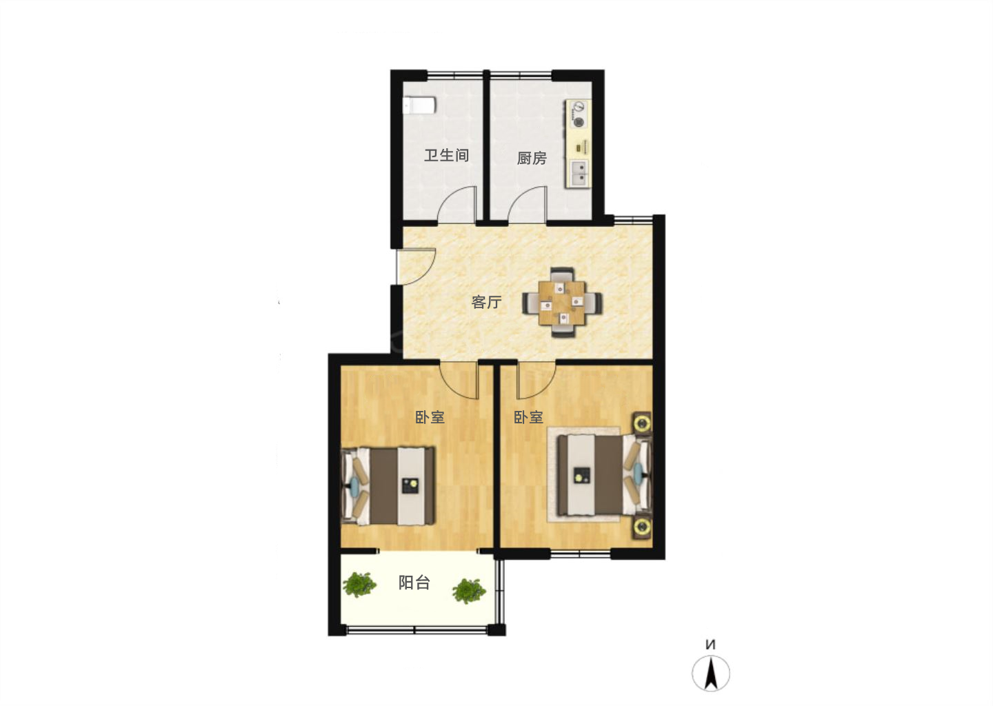 教育新村 2室1厅1卫 72m&sup2;