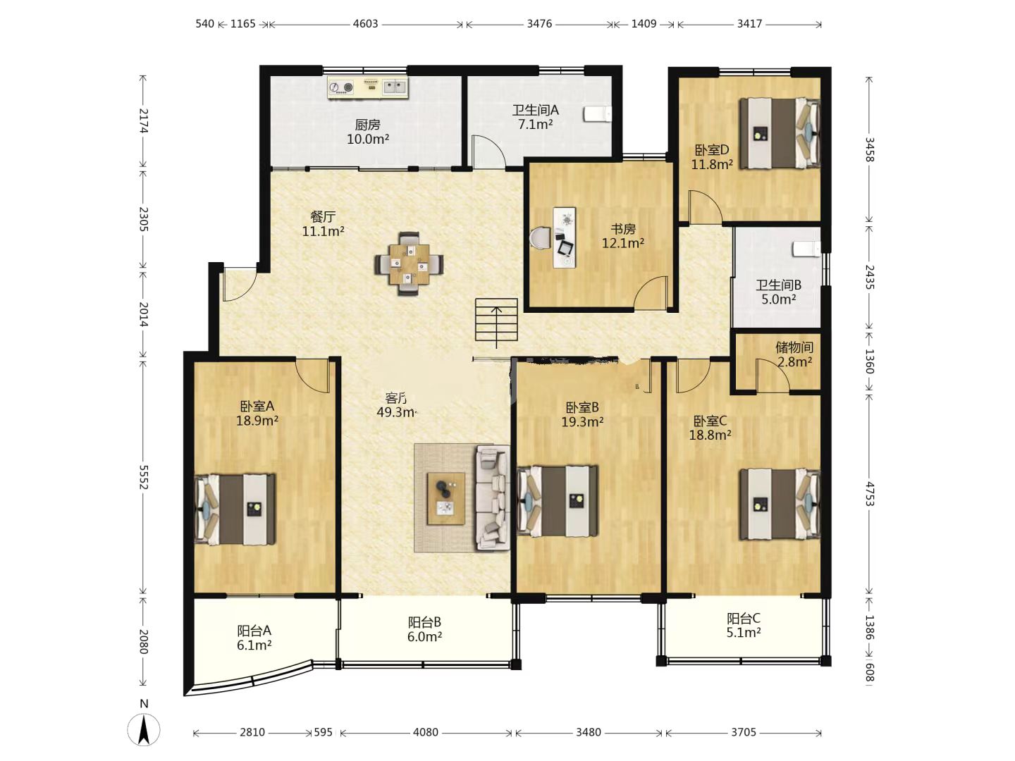 景怡花苑 5室2厅2卫 217m&sup2;