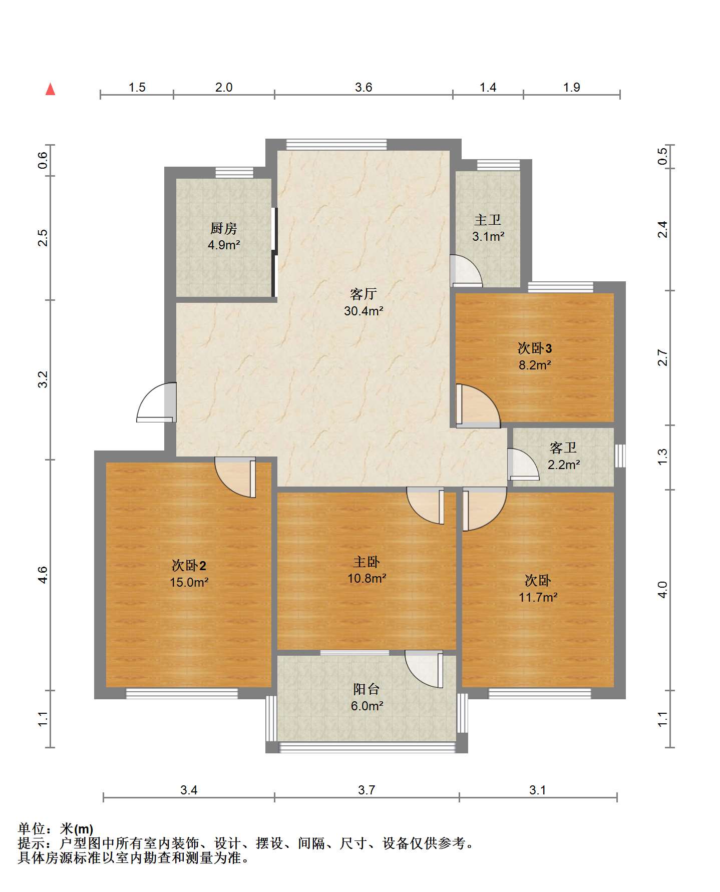 银花苑 4室1厅2卫 106m&sup2;