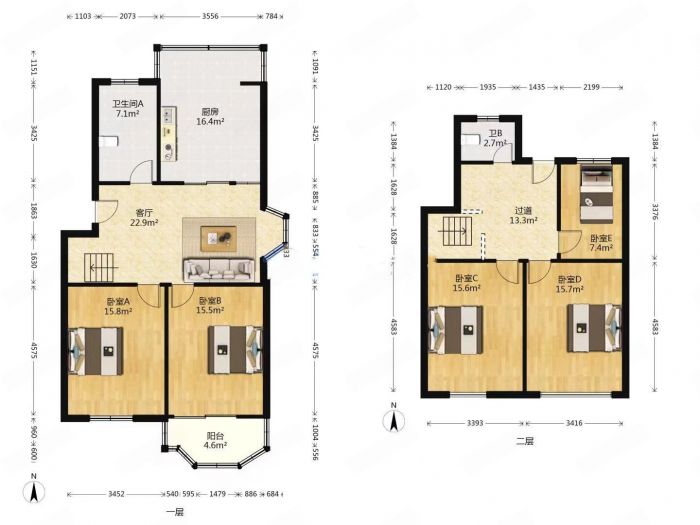 阳光花园 5室2厅2卫 148m&sup2;