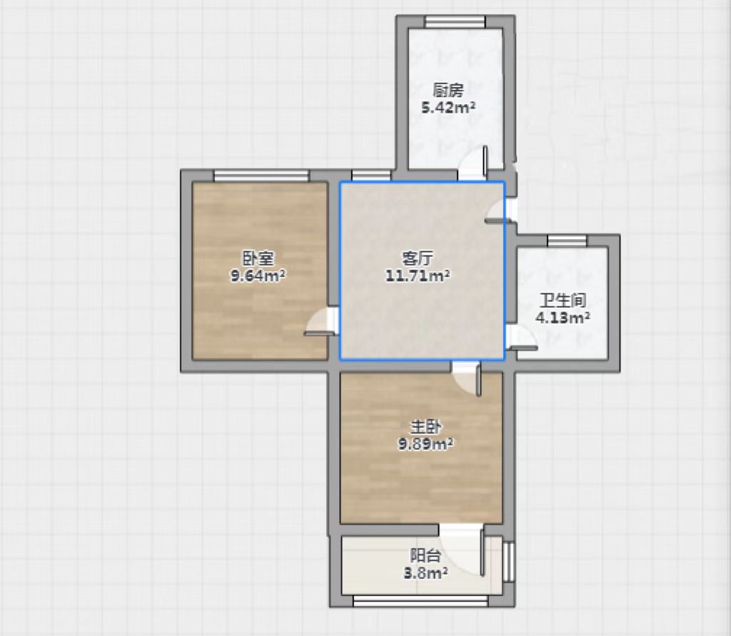 华威园 2室1厅1卫 66.14m&sup2;