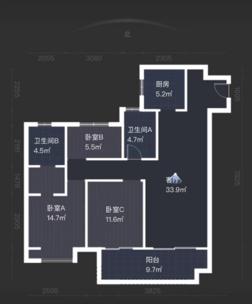 观澜台 3室2厅2卫 120.00m&sup2;