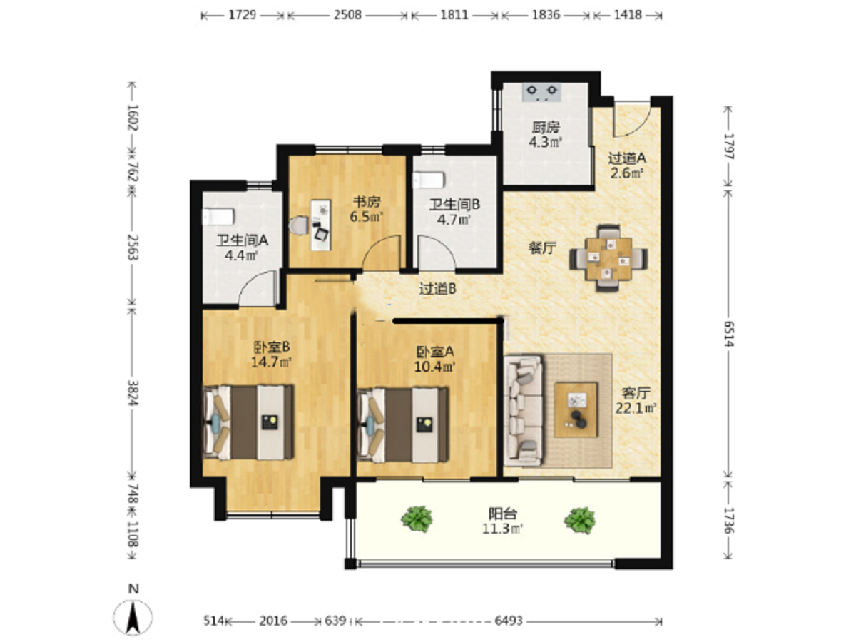 五龙云璟 3室2厅2卫 109m&sup2;