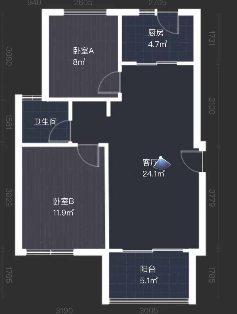 卓越万科新都会 2室2厅1卫 78.42m&sup2;