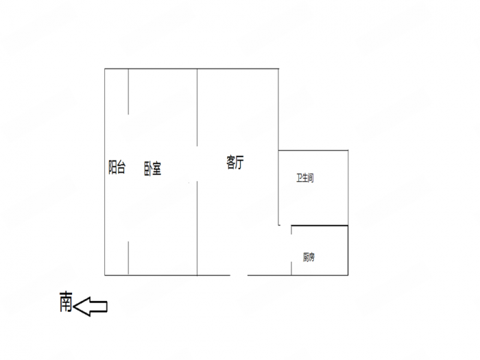 城山花园 1室1厅1卫 56m&sup2;