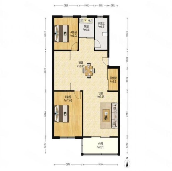 怡居北苑 3室2厅1卫 104.8m&sup2;