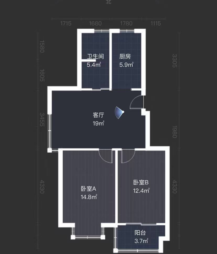 天熹苑 2室2厅1卫 75m&sup2;