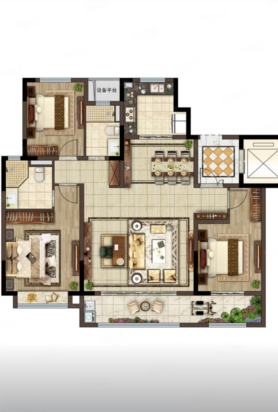 雅居乐鑫基中央公馆西区 3室2厅2卫 134m&sup2;