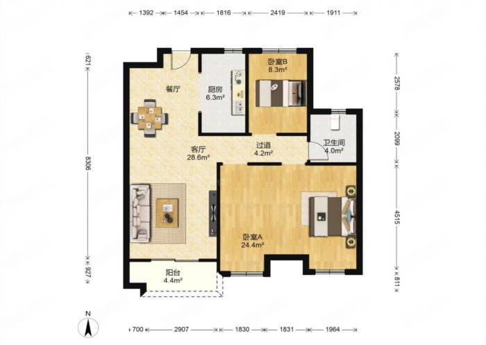 保利香槟国际 3室1厅1卫 101.00m&sup2;