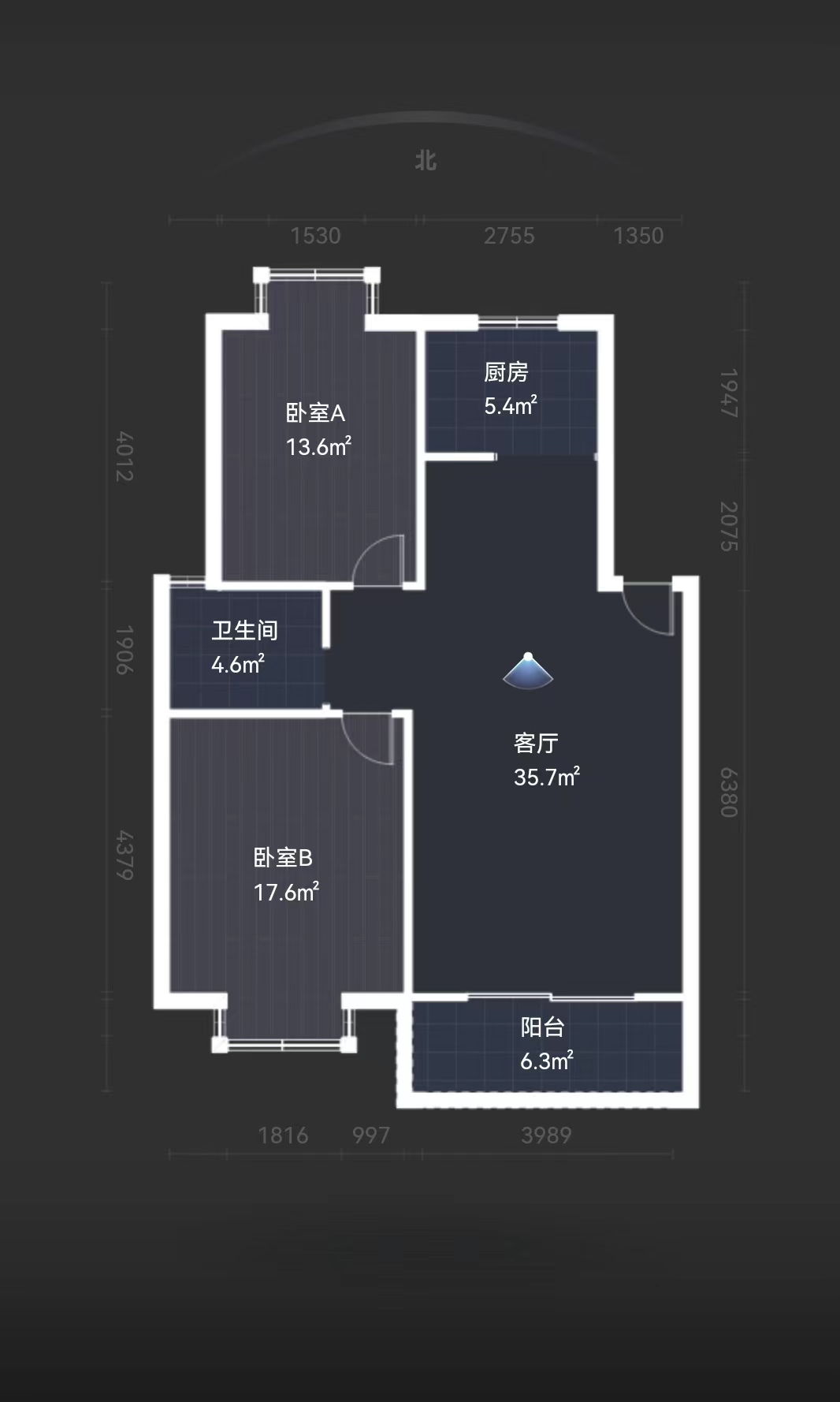金霞东苑 2室2厅1卫 96m&sup2;