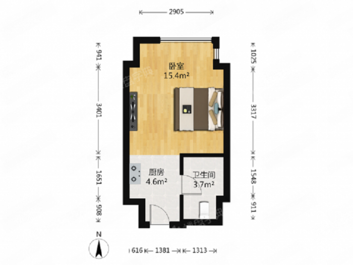 南通万达广场 1室1厅1卫 68m&sup2;