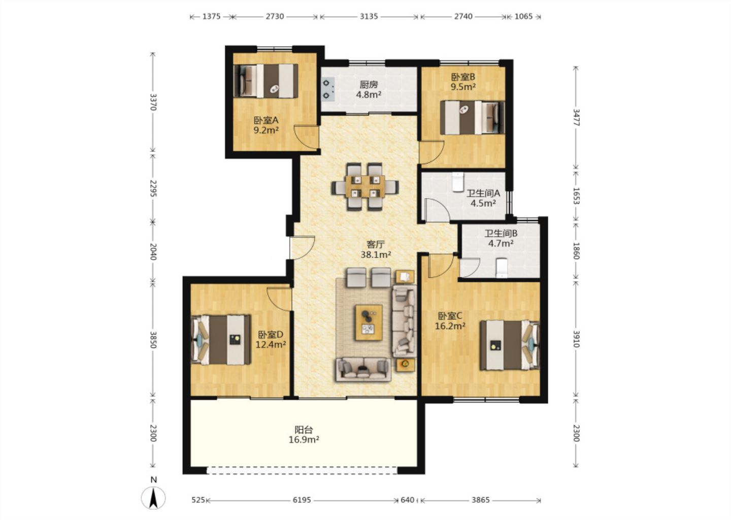远创东樾 4室2厅2卫 139.00m&sup2;