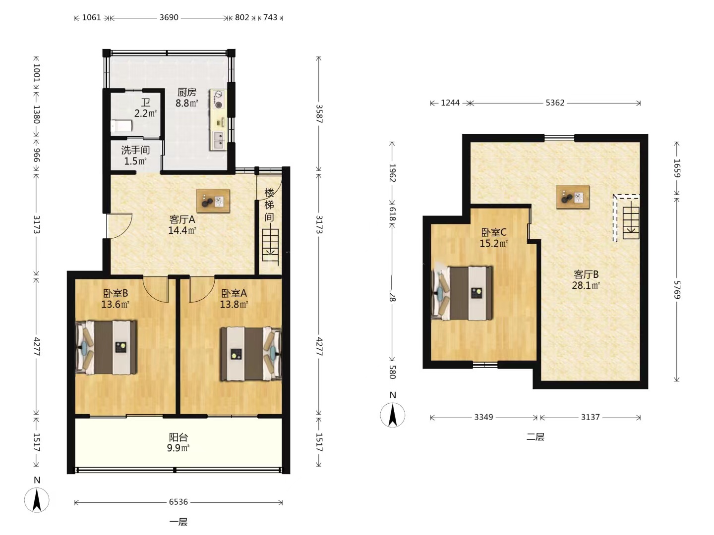 北濠桥东村 2室1厅1卫 75.00m&sup2;