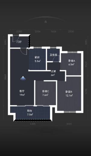 东时区 3室2厅1卫 92.00m&sup2;