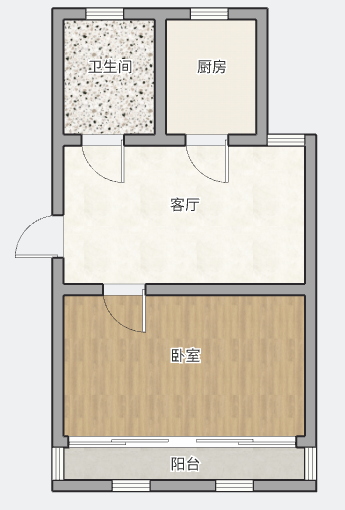 虹桥新村(朝霞路) 1室1厅1卫 45.08m&sup2;