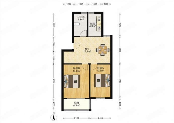 怡居苑 2室1厅1卫 69m&sup2;