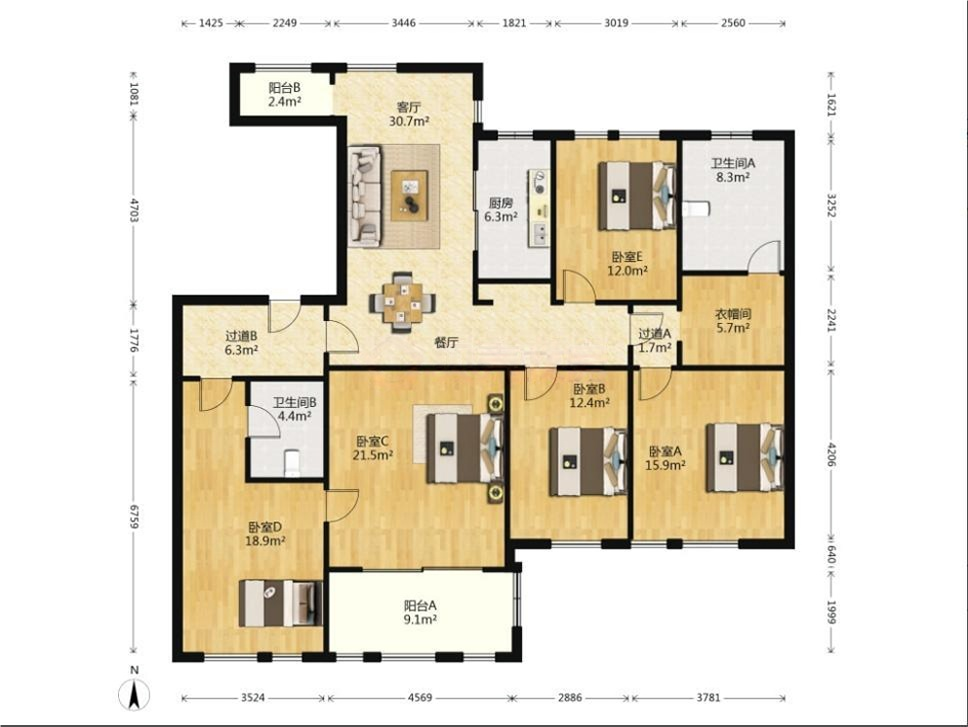 南通橡树湾 4室2厅2卫 186m&sup2;