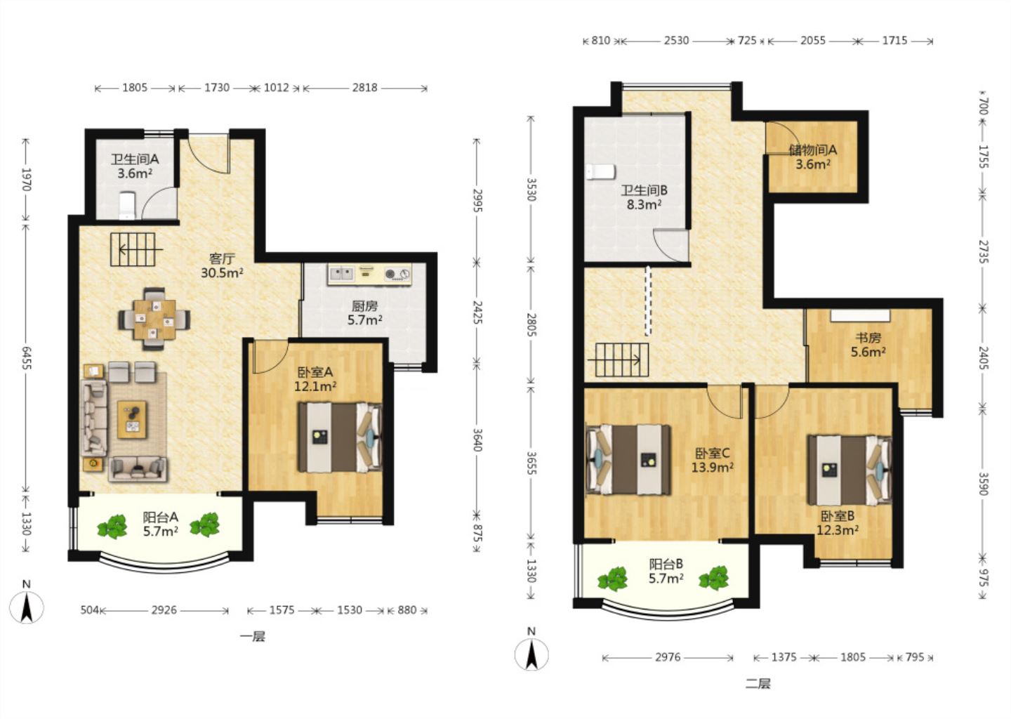 意邦绿墅湾 3室2厅2卫 136.00m&sup2;