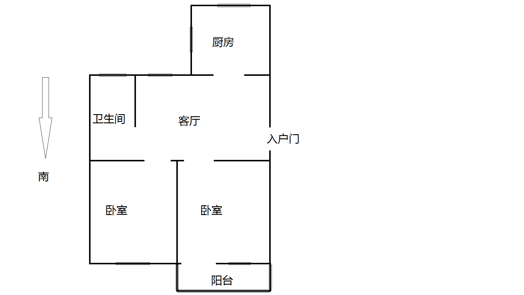 公园三村 2室1厅1卫 60.78m&sup2;