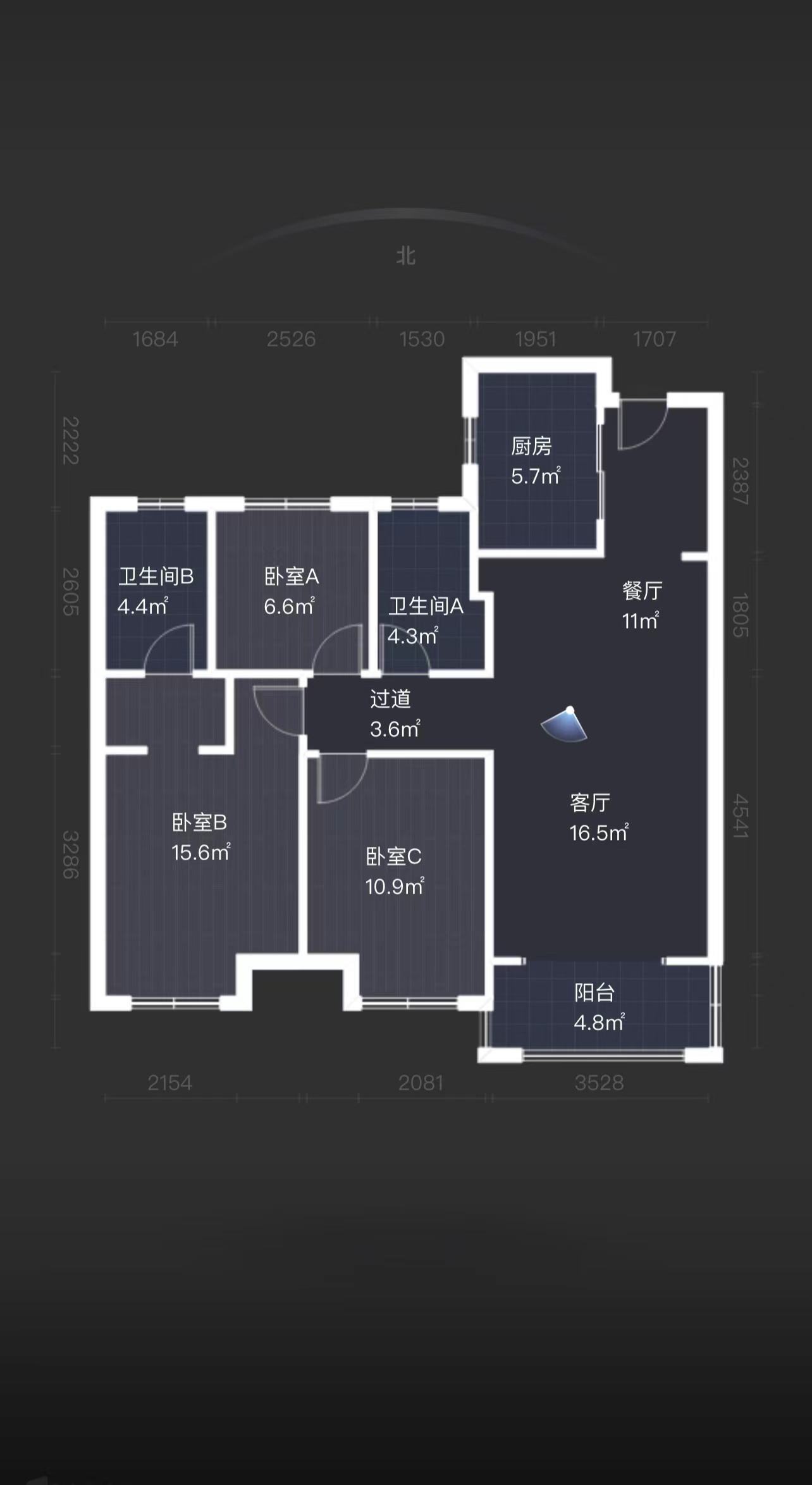 富力院士廷 3室2厅2卫 109m&sup2;