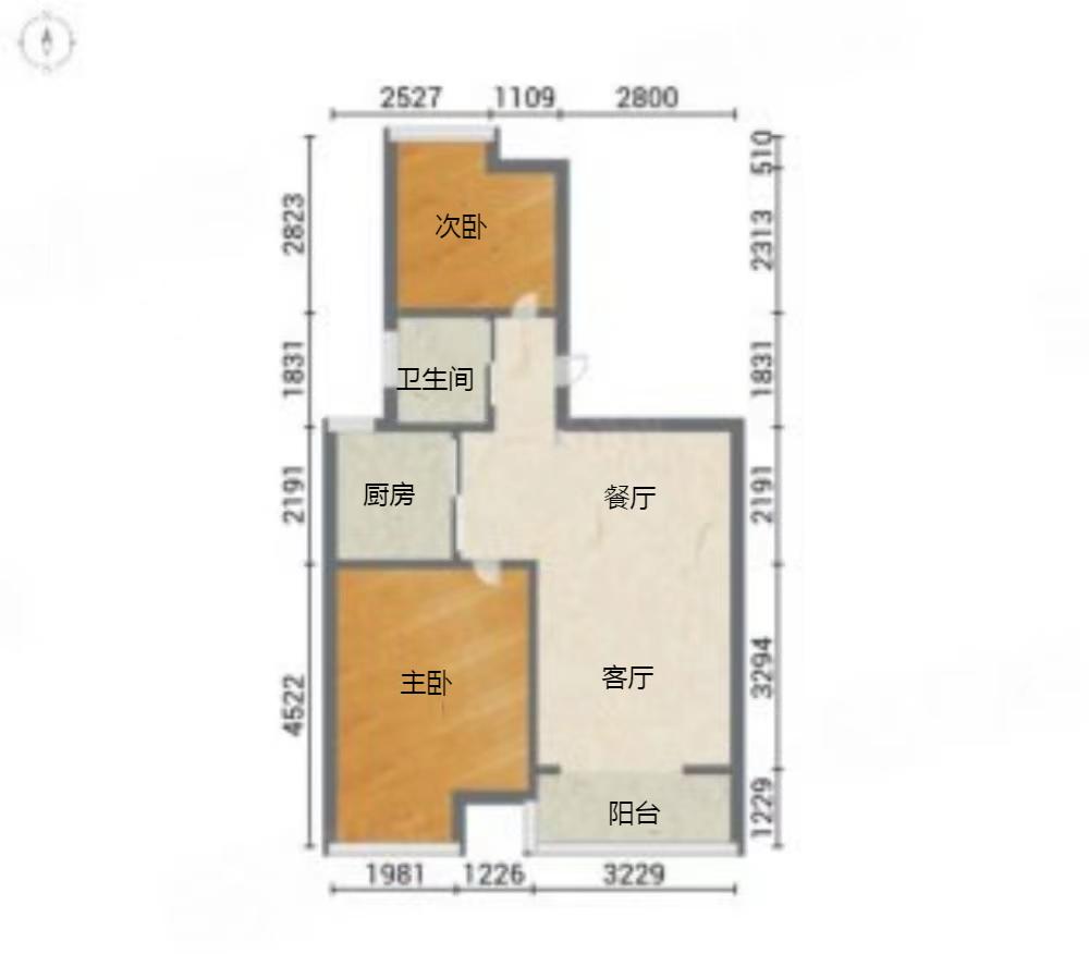 苏建阳光新城 2室2厅1卫 92m&sup2;