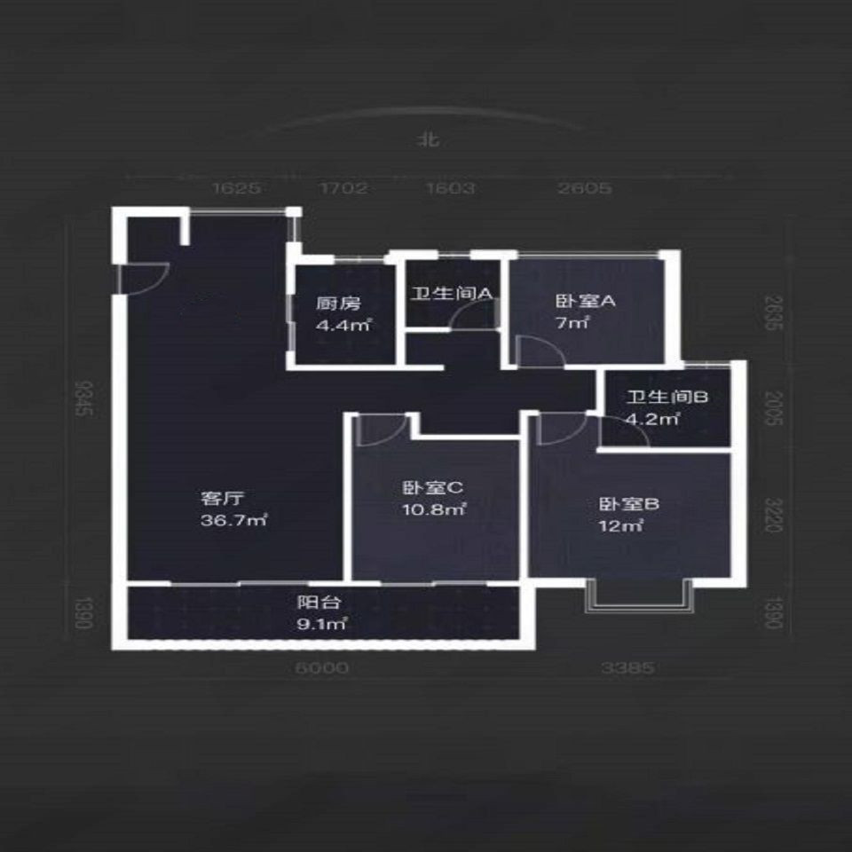 时光漫城 3室2厅2卫 117m&sup2;