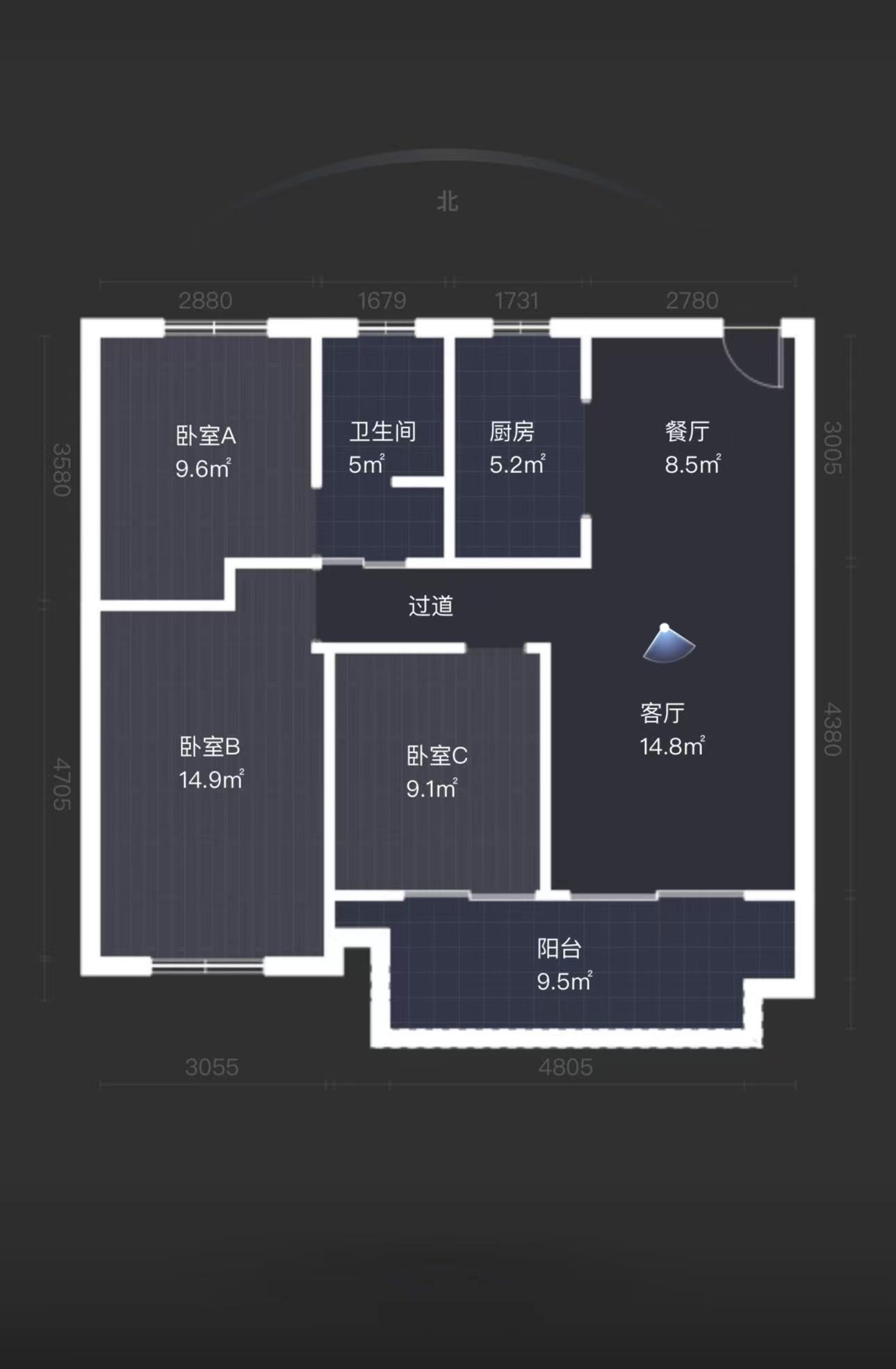 卓越华宸世纪 2室1厅1卫 96m&sup2;