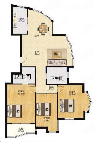 凤凰莱茵苑 3室2厅2卫 149m&sup2;