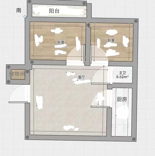 人民东路68号 2室1厅1卫 76.19m&sup2;