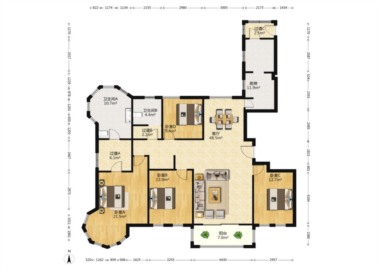 帝奥世伦名郡 4室2厅2卫 187m&sup2;