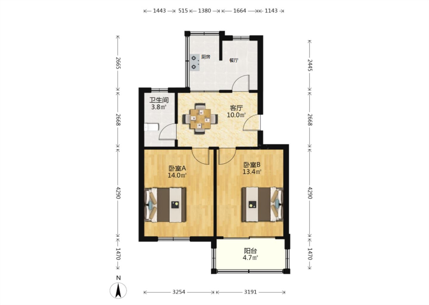 新建路新村(新建花苑) 2室1厅1卫 65m²