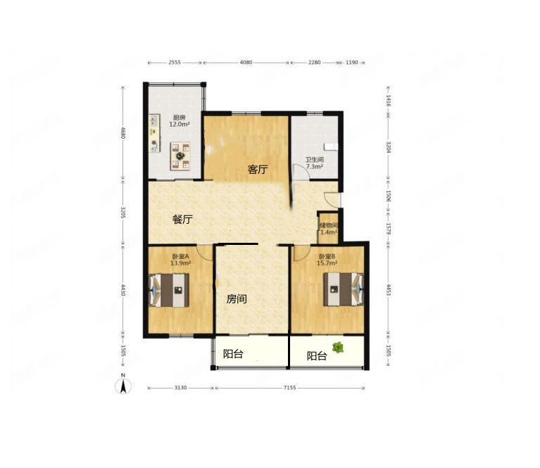 城山家园 3室2厅2卫 138.00m&sup2;