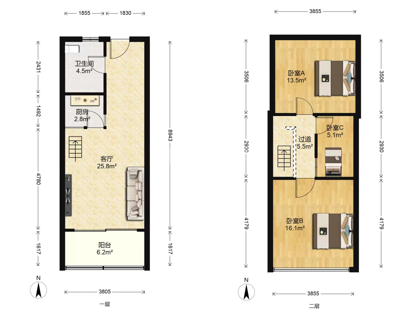 鸿运大厦 1室1厅卫 65m&sup2;