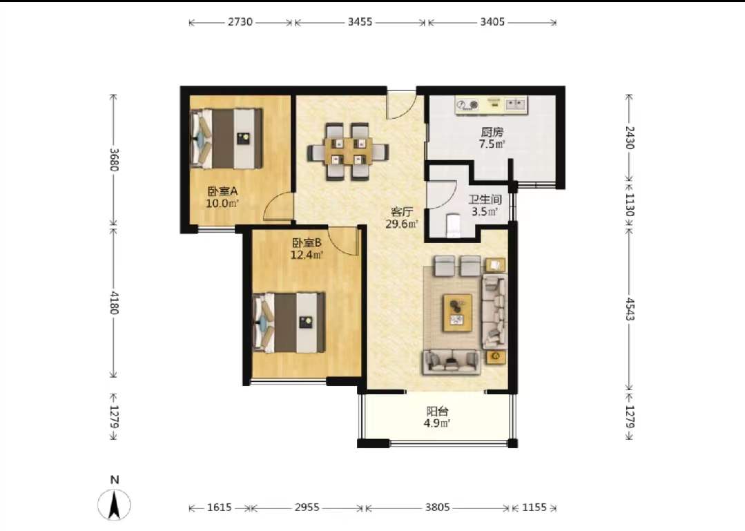 炜赋花苑 2室1厅1卫 89m&sup2;