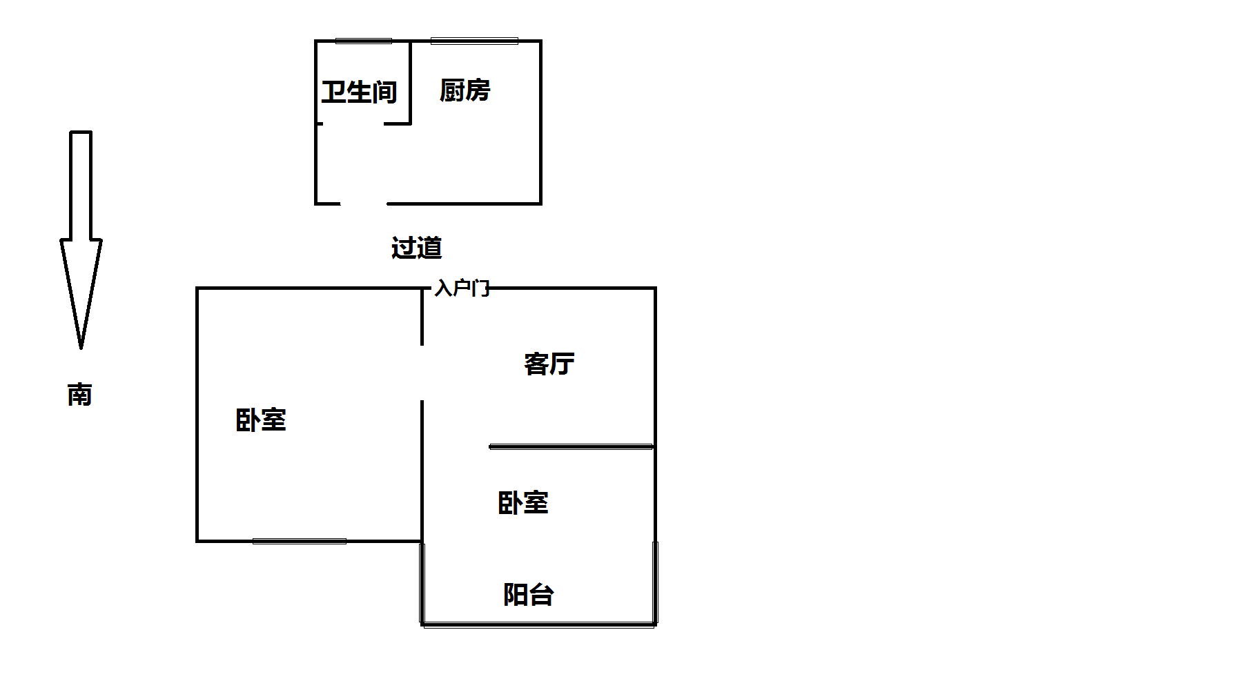 姚港路3号 2室1厅1卫 54m&sup2;