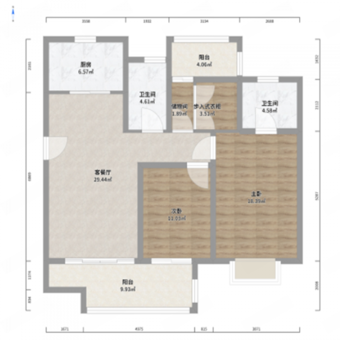 绿地新里城 3室2厅2卫 116m&sup2;