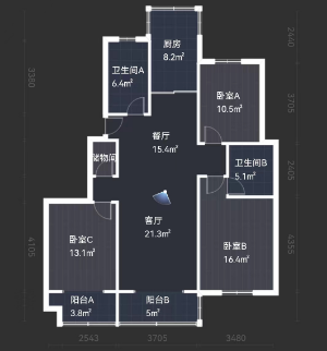 天香苑 3室2厅2卫 142m&sup2;