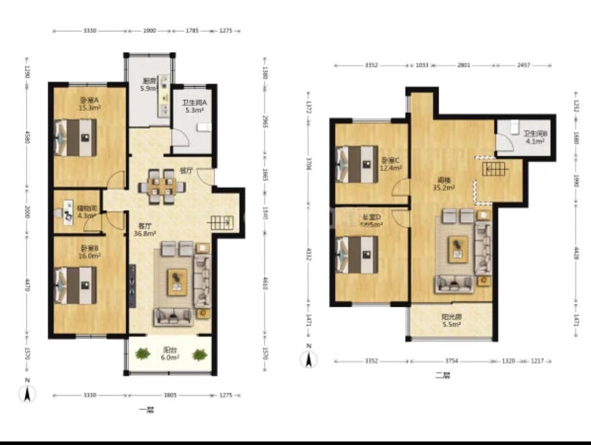 天山花苑 4室2厅2卫 102.70m&sup2;