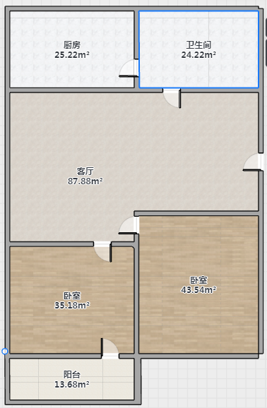 富贵园 2室1厅1卫 61.72m&sup2;