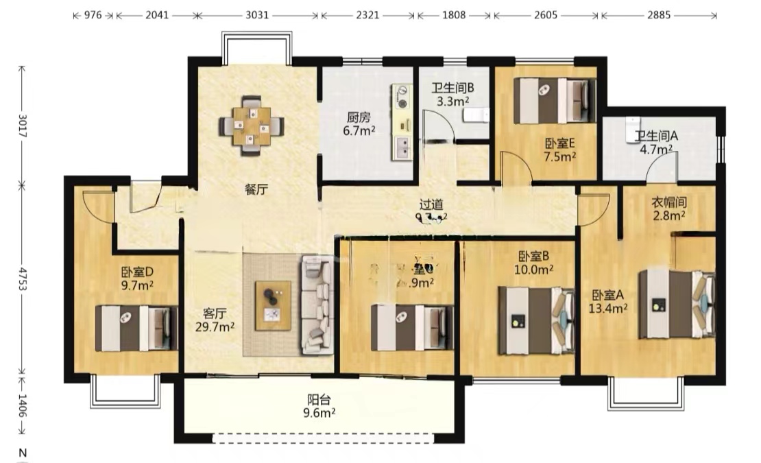 春风南岸东园 5室2厅2卫 143m&sup2;
