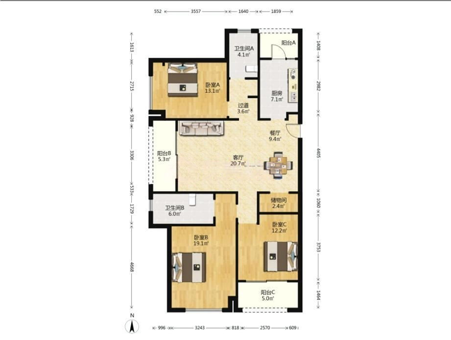 和融&bull;优山美地名邸 3室2厅2卫 138.00m&sup2;