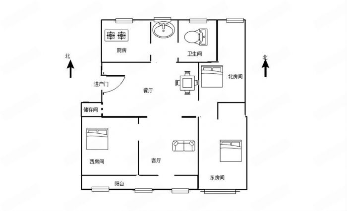 南川园东区 4室2厅1卫 136.7m&sup2;